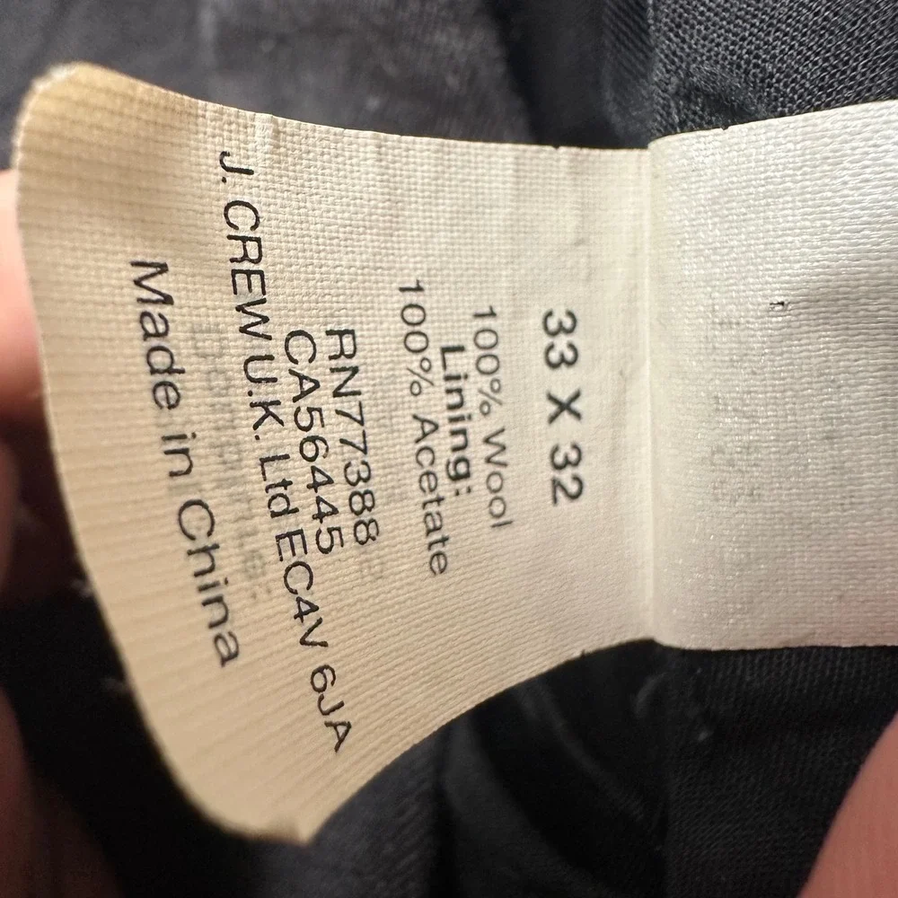 J.Crew Bedford Dress Pants Mens 33x32 Gray 100% Wool Flat Front Trousers